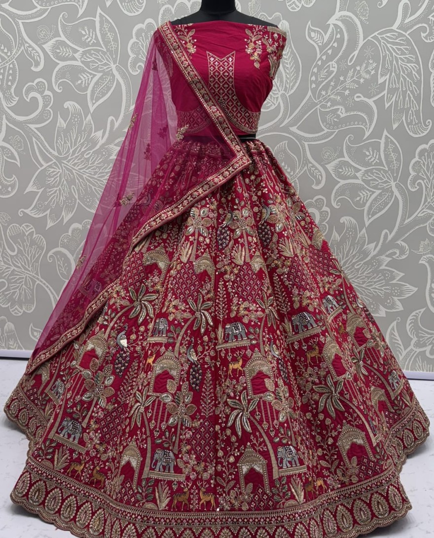 PINK - Tremendous Pink Embroidery Pattern  New Season Bridal Lehenga Choli 